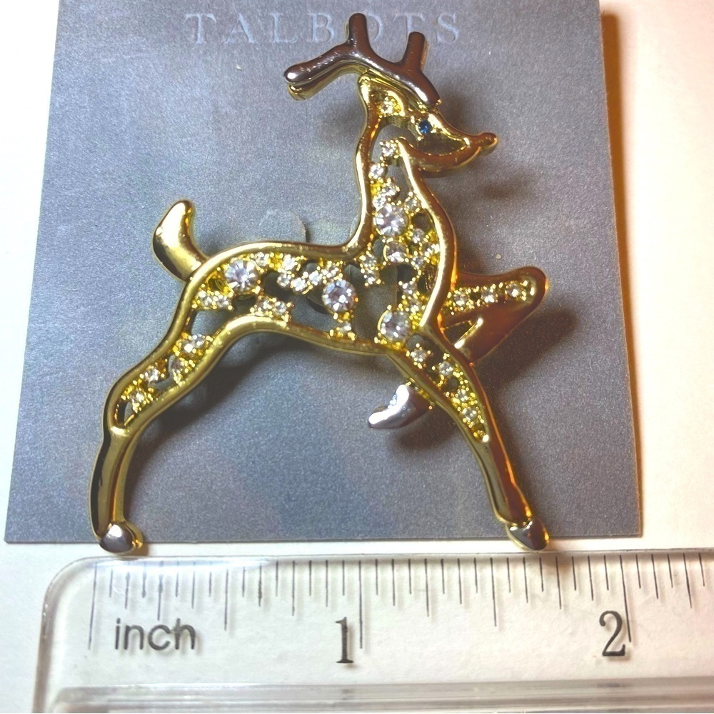 🦌Talbots Reindeer Rhinestone Brooch NWT - Picture 3 of 7